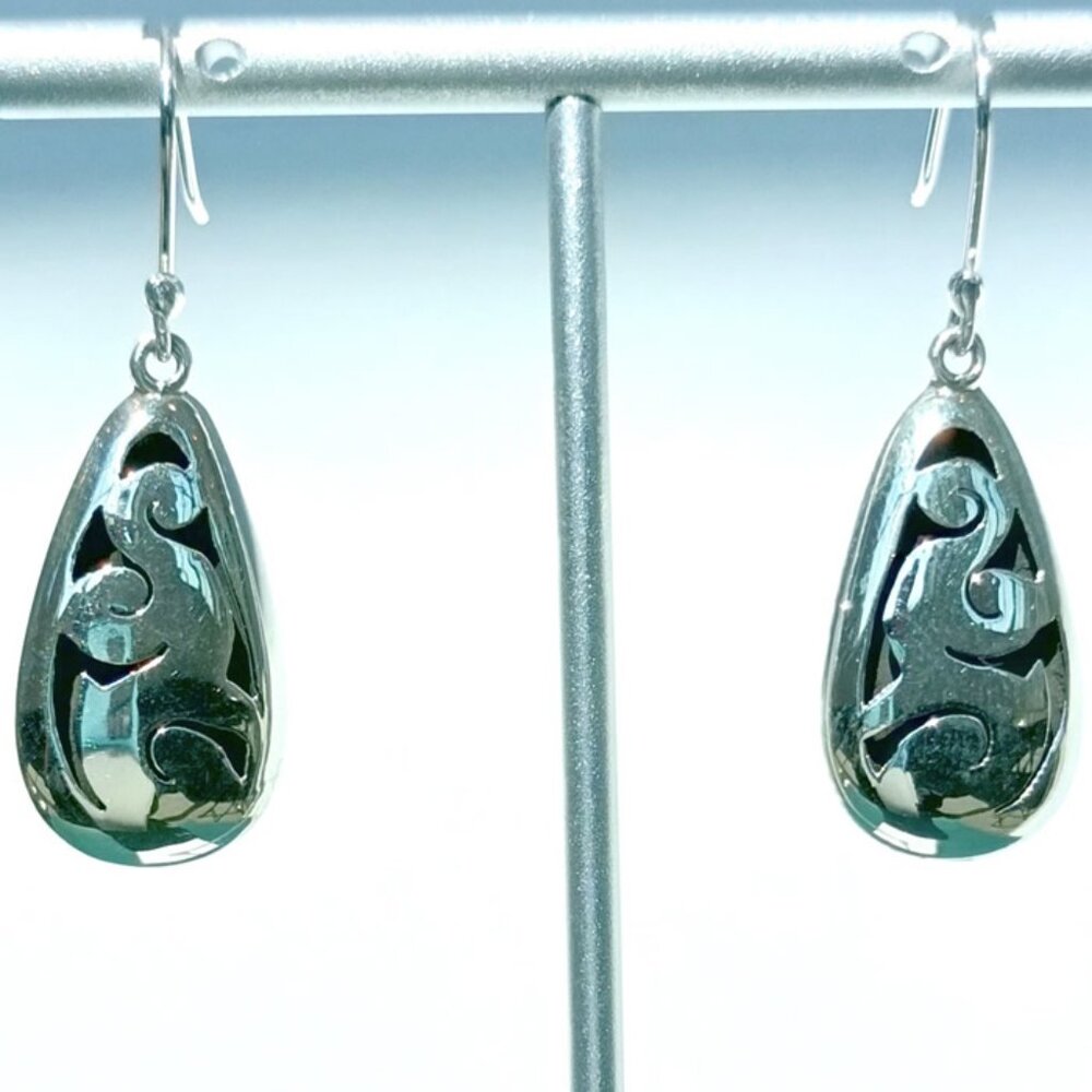 925 Sterling Silver Tear Drop Statement Earrings - Papel Picado Mexican Jewelry